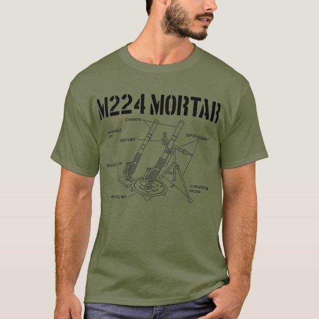 M224 Mortar Schematic Mortarman M224 Mortar T-Shirt (Front)
