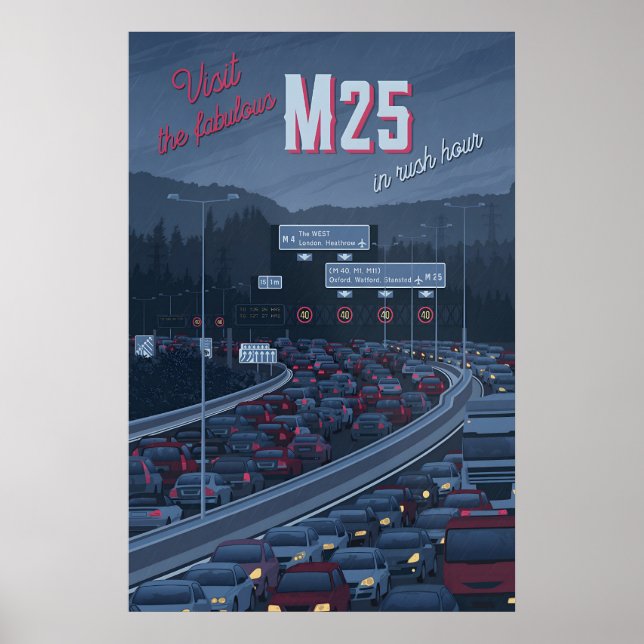 M25 Motorway Travel Poster (Front)