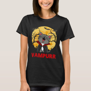 M2qP Retro Vampurr Cute Vampire Cat Happy Hallowee T-Shirt
