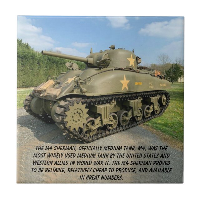M4 SHERMAN TANK  CERAMIC TILE (Front)