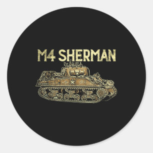 M4 Sherman Tank Usa America American Military Worl Classic Round Sticker