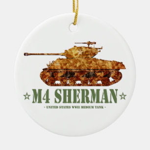 M4 Sherman World War Two American Medium Tank WWII Ceramic Ornament