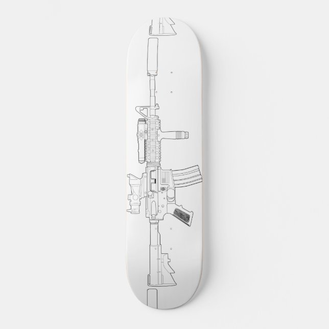 M4 SOPMOD Skateboard Deck White (Front)