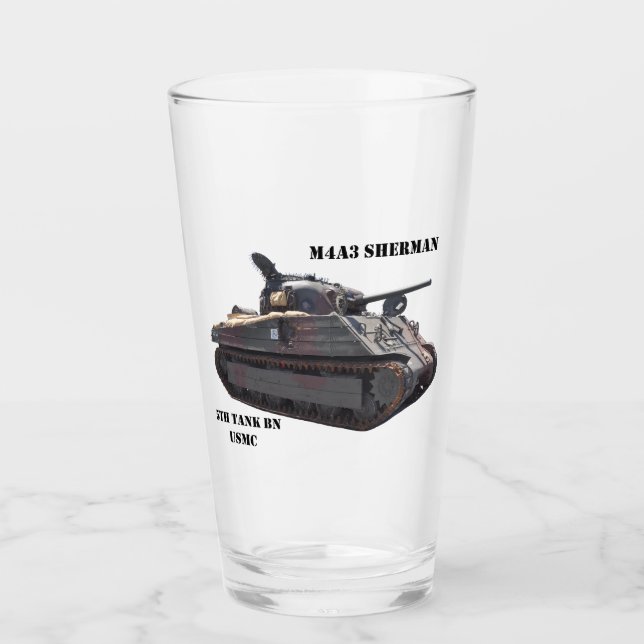 M4A3 Sherman tank "Iwo Jima" survivor pint glass (Front)