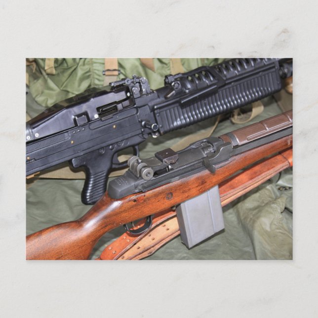 M60 MG & M14 Rifle Side By Side Postcard (Front)