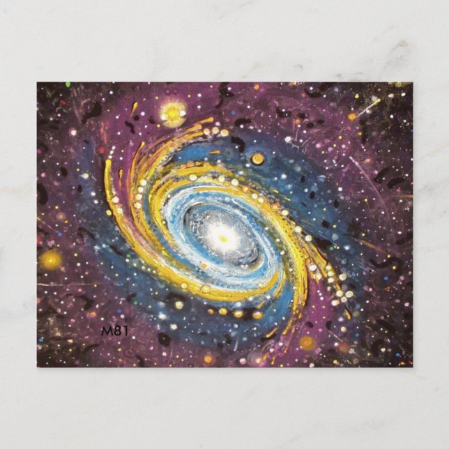 M81 spiral galaxy postcard (Front)