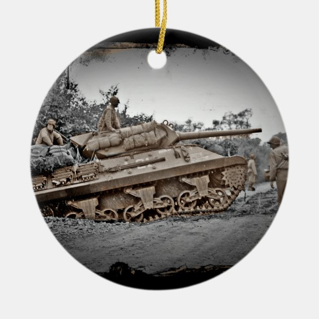 M-10 Tank Destroyer WWII Ceramic Tree Decoration (Front)
