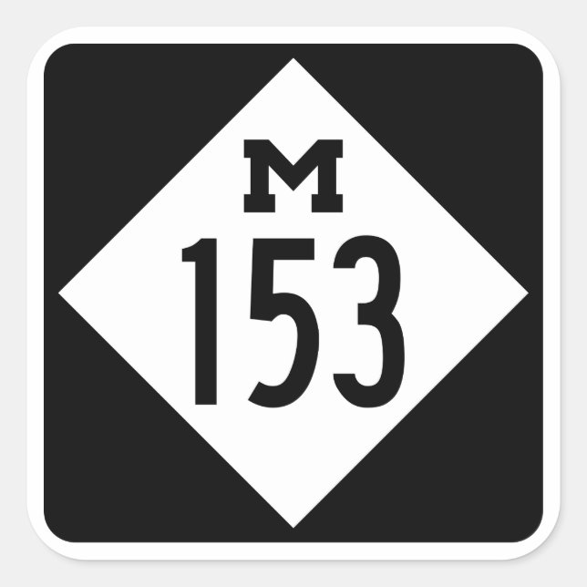 M-153 Ford Road Michigan Hwy Sign Square Sticker (Front)