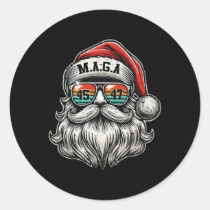 M.a.g.a. Trump Santa Claus With Sungles Christmas Classic Round Sticker