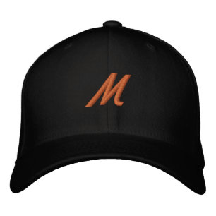 M Alphabet Monogram Initial Flexfit Wool-Hat L XL  Embroidered Hat