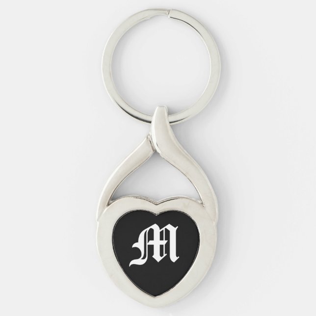 "M" Black Heart Keychain (Front)
