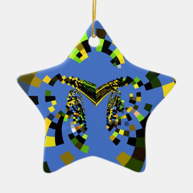 M Blue Ceramic Ornament (Front)