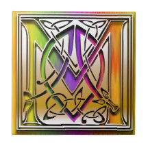 M Celtic Rainbow Custom Monogram Tile