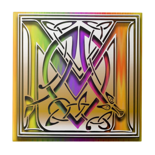 M Celtic Rainbow Custom Monogram Tile (Front)