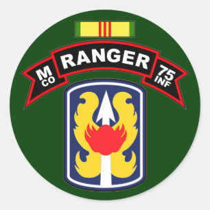 M Co, 75th Infantry Regiment - Rangers, Vietnam Classic Round Sticker