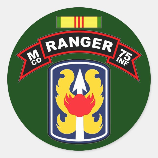 M Co, 75th Infantry Regiment - Rangers, Vietnam Classic Round Sticker (Front)