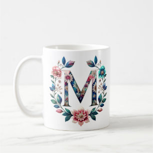 M Coffee Mug – Floral Design for Gifting
