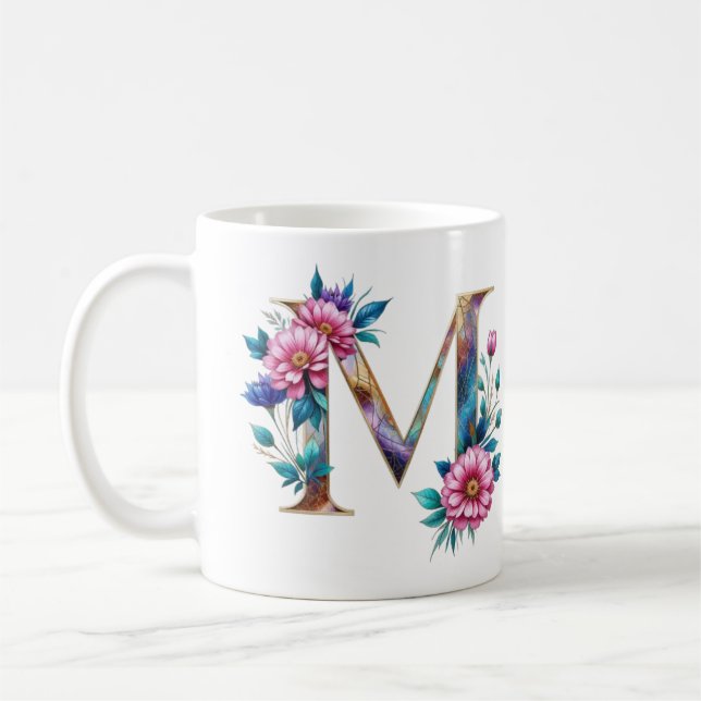 M Coffee Mug – Floral Design for Gifting (Left)