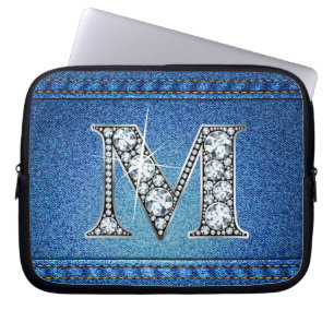 M "Diamond" Denim Stitching Electronics Bag