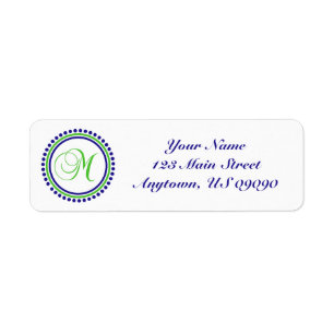 M Dot Circle Mongram Address Label (Green / Blue) Return Address Label