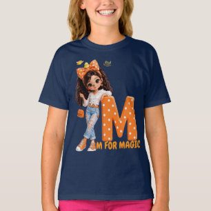  M for Magic Girl - Letter M Orange Polk T-Shirt