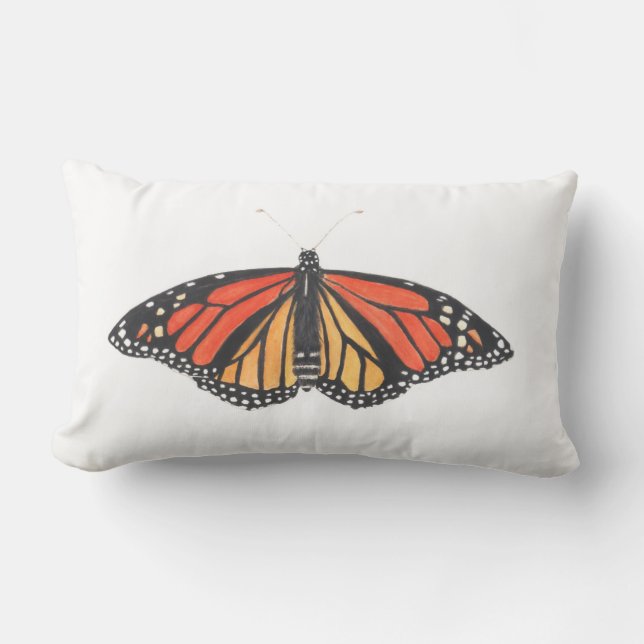 "M" for Monarch and Ladybug Lumbar Cushion (Front)