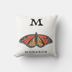 "M" for Monarch and Ladybug Throw Pillow