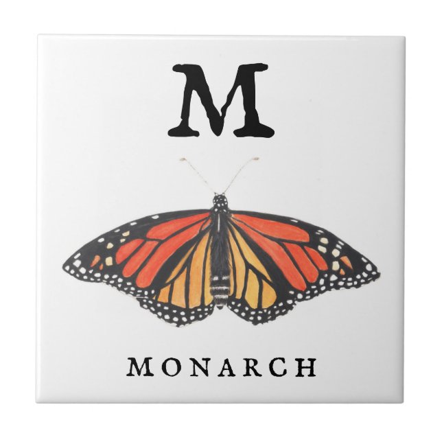 "M" for Monarch  Ceramic Tile (Front)