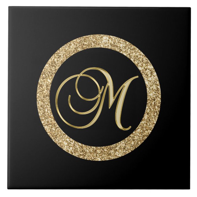 M gold monogram ceramic tile (Front)