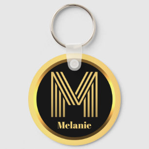 M Gold Monogrammed Letter Personalised Keychain