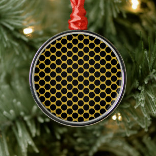 M Gold with Modern Black Dot Style Metal Ornament