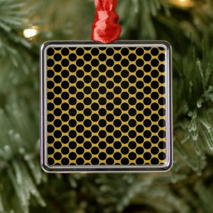 M Gold with Modern Black Dot Style P S Metal Ornament