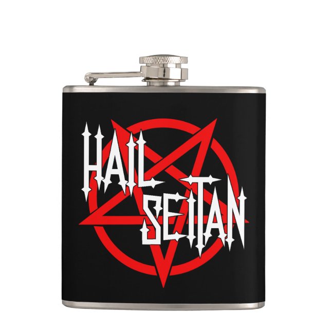 \m/ Hail Seitan \m/ Flask (Front)