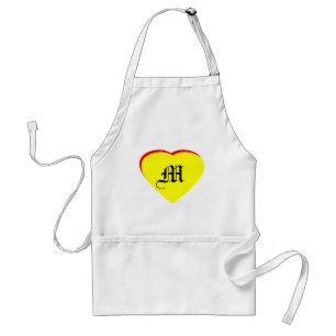 "M" Heart Yellow Red Wedding Invitation The MUSEUM Standard Apron