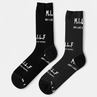 M.I.L.F. Man I like fishing, Novelty Gift Idea  Socks