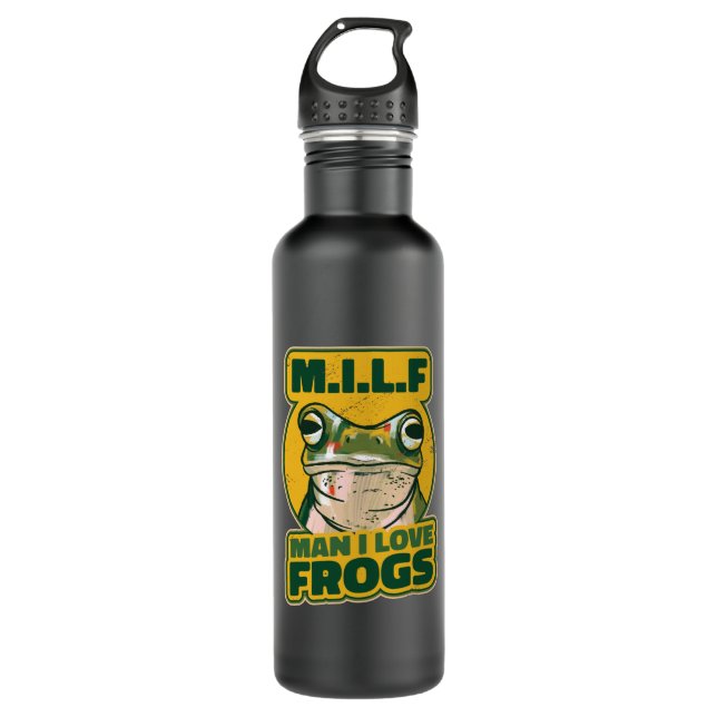 M.I.L.F Man, I love frogs 710 Ml Water Bottle (Front)