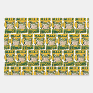 M.I.L.F Man I Love Frogs Wrapping Paper, Frog Paper Sheet