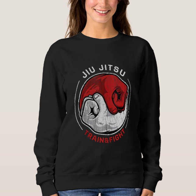 M Ial Jiu Jitsu Retro Train Fight Yin Yang Fist Sweatshirt (Front)