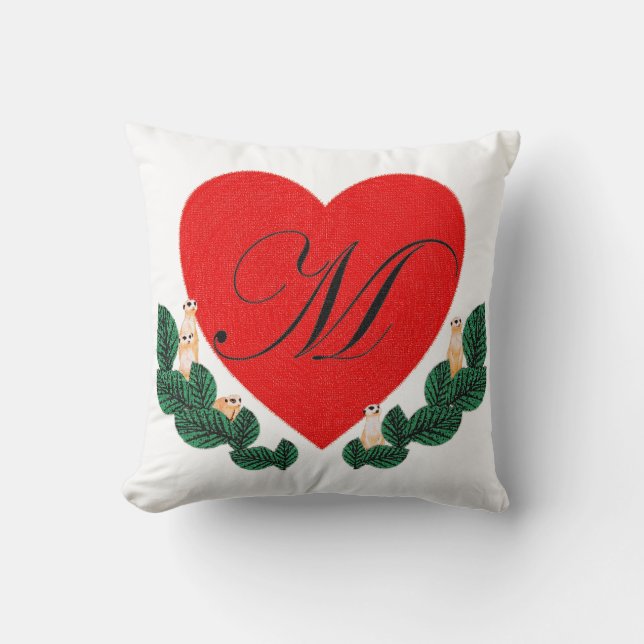 M in a heart cushion (Front)