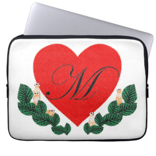 M in a heart laptop sleeve