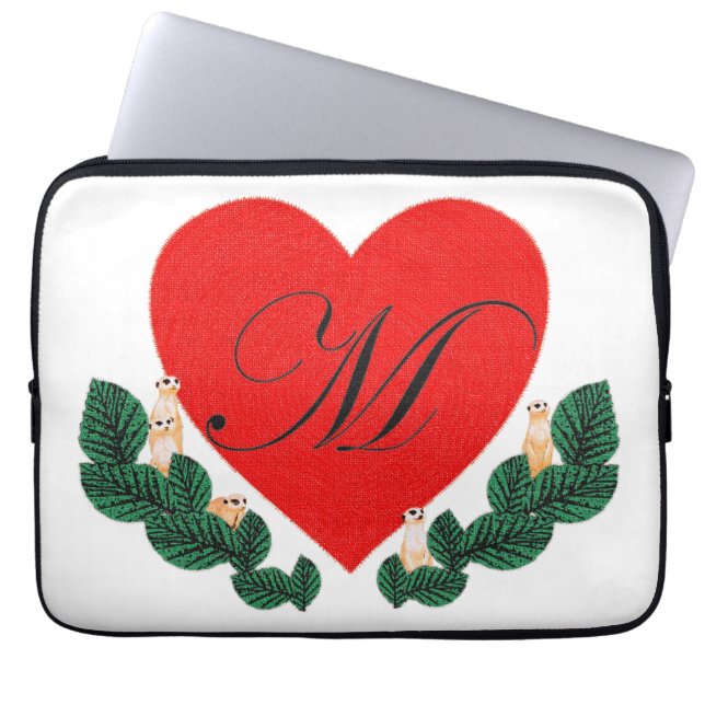 M in a heart laptop sleeve (Front)