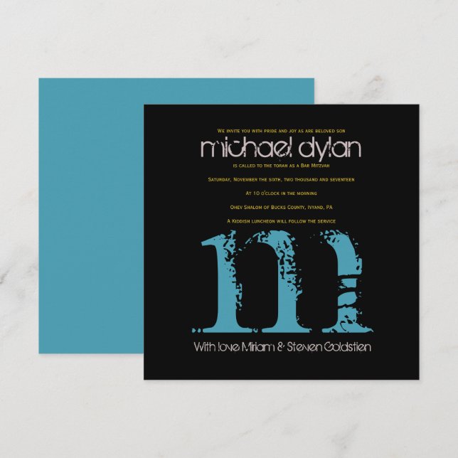 M Initial Collection Bat Bar Mitzvah Invitation (Front/Back)