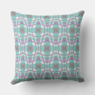 M Initial Square Circle Logo Teal Lilac Grey 2 Cushion