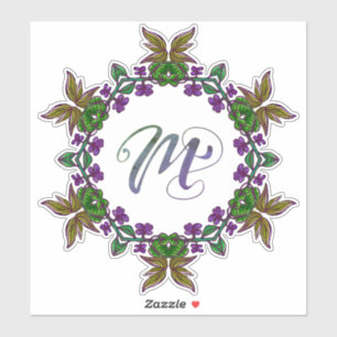 M Initial Unique & Bizarre Boho Flowers Pretty