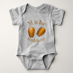 M is for Madeleine French Pastry Pâtisserie Cake Baby Bodysuit
