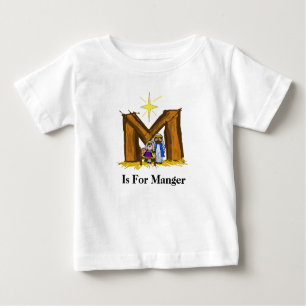 M is for Manger Christian Baby Christmas T-shirt