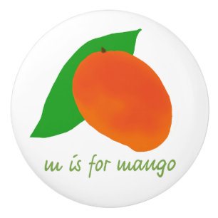 "m is for mango" for children ceramic knob