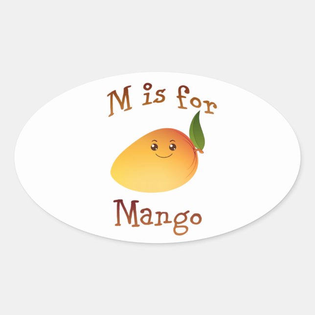 M is for Mango Oval Sticker (Front)