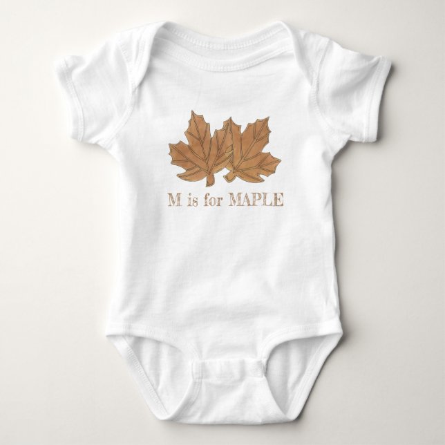 M is for Maple Leaf Vermont Maine Sugar Candy Baby Bodysuit (Front)