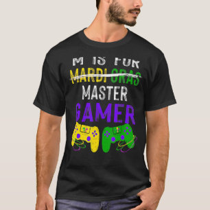 M is For Master Gamer Mardi Gras Controller Video  T-Shirt